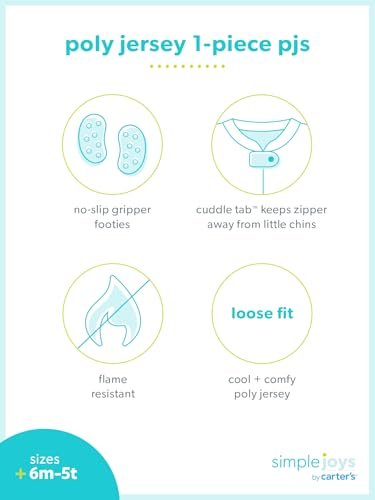 Simple Joys by Carter's Toddlers and Baby Girls' Loose-Fit Polyester Jersey Footed Pajamas, Pack of 3