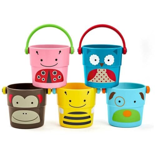 Skip Hop Baby Bath Toy, Zoo Stack & Pour Buckets