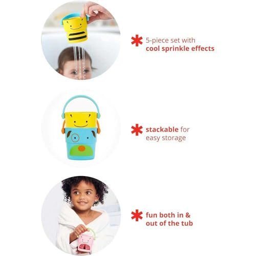Skip Hop Baby Bath Toy, Zoo Stack & Pour Buckets