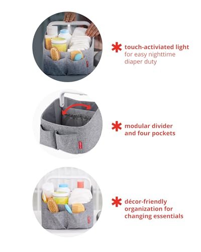 Skip Hop Diaper Caddy Organizer with Touch Sensor Night Light Nursery Style Oat
