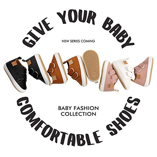 SOFMUO Baby Boys Girls High Top Ankle PU Leather Sneakers Soft Rubber Sole Infant Moccasins Newborn Oxford Loafers Anti-Slip Toddler Wedding Uniform Dress Shoes