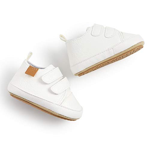 SOFMUO Baby Boys Girls High Top Ankle PU Leather Sneakers Soft Rubber Sole Infant Moccasins Newborn Oxford Loafers Anti-Slip Toddler Wedding Uniform Dress Shoes