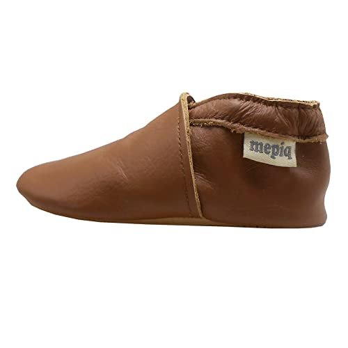 Soft Leather Slippers Baby Moccasins with Rubber Sole, Anti-Slip Infant Toddler First Walking Shoes for Boys Girls, 0-24 Months