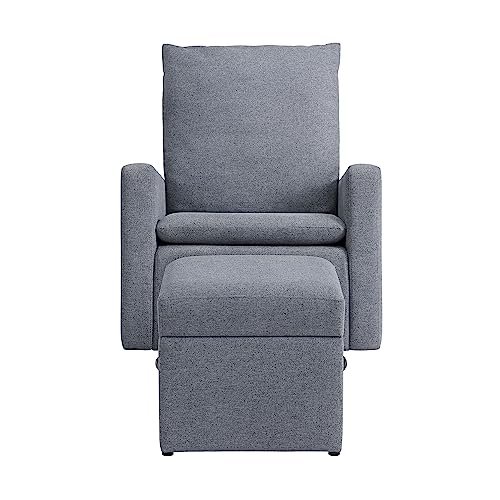 Soho Baby Everlee Upholstered Glider and Ottoman Set, Charcoal