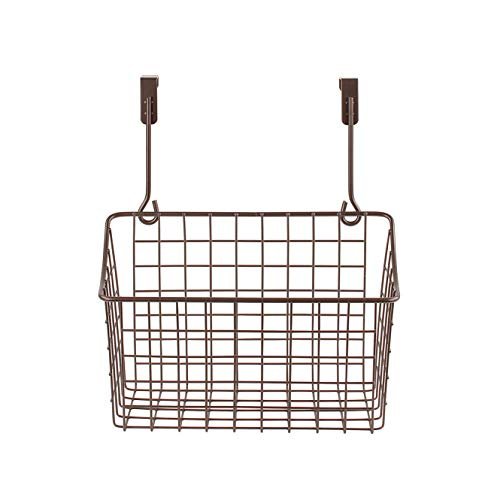 Spectrum Hanging Baskets for Organizing (Medium, Bronze) - Grid Over the Cabinet Wire Basket for Kitchen or Bathroom - Door Hanging Storage Organizer for Cleaning Supplies, Washcloths, & Hand Towels