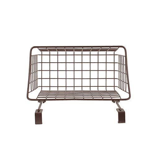 Spectrum Hanging Baskets for Organizing (Medium, Bronze) - Grid Over the Cabinet Wire Basket for Kitchen or Bathroom - Door Hanging Storage Organizer for Cleaning Supplies, Washcloths, & Hand Towels