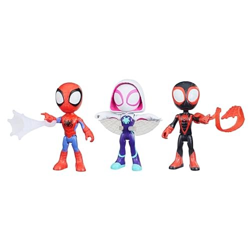 Spidey and His Amazing Friends 3-Pack, 4-Inch Scale Marvel Action Figures, Includes 3 Figures and 3 Accessories, Spider-Man, Ghost-Spider & Miles Morales (Amazon Exclusive)