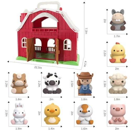 SpringFlower Toddler Toys for 1 2 3 Years Old Boys and Girls, Big Barn Toy with Farm Animal,Educational Montessori Toys, Farm Pretend Playset Toy, Christmas Birthday Gift for Toddler Baby Boys Girls