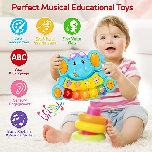 STEAM Life Baby Piano Toys 6 to 12 Months, Musical Toys for Baby 0 6 9 12 18 Months, Early Learning Educational Piano Keyboard Infant Toys for 1 Year Old Boys Girls Birthday Xmas Gifts