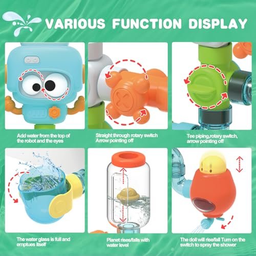 STEM Bath Toys for Kids 3-8 Years | 27 PCS DIY Assembly Water Pipe Building Kit | | Mold-Free Toddler Bathtub Wall Toys | Educational Engineering Learning Gift