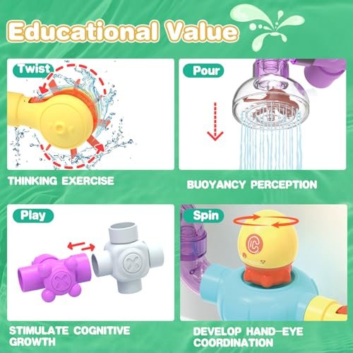 STEM Bath Toys for Kids 3-8 Years | 27 PCS DIY Assembly Water Pipe Building Kit | | Mold-Free Toddler Bathtub Wall Toys | Educational Engineering Learning Gift