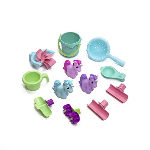 Step2 Rain Showers and Unicorns Water Table, Kids Water and Sand Activity Sensory Playset, Summer Outdoor Toys, 13 Piece Water Toy Accessories, for Toddlers 1.5+ Years Old, Blue & Purple