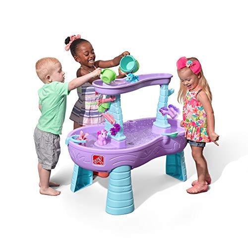 Step2 Rain Showers and Unicorns Water Table, Kids Water and Sand Activity Sensory Playset, Summer Outdoor Toys, 13 Piece Water Toy Accessories, for Toddlers 1.5+ Years Old, Blue & Purple