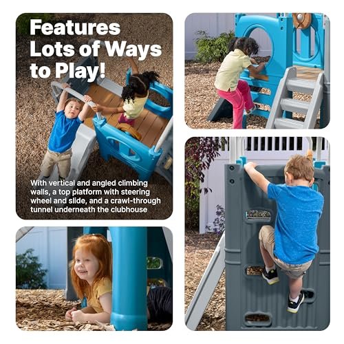 Step2 Scout & Slide Climber, Kids Outdoor Playset, Backyard Playground Set, Slide, Climbing Wall, Tunnel, Outside Vintage Style Jungle Gym, for Toddlers 2-6 Years Old