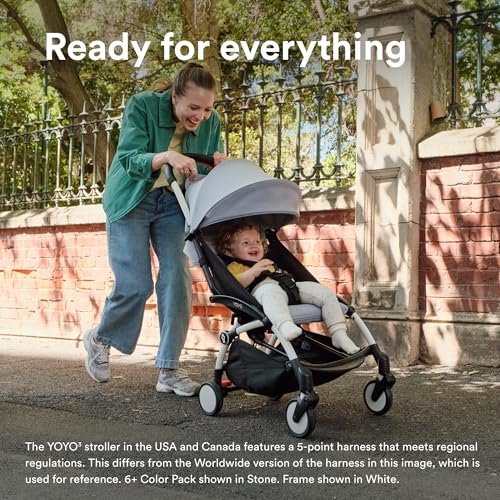 Stokke YOYO3 Stroller from 6 Months - Includes Black Frame/Taupe Seat Cushion + Canopy - Folds in & Out in a Flash - Light & Compact - Carry-On Compatible
