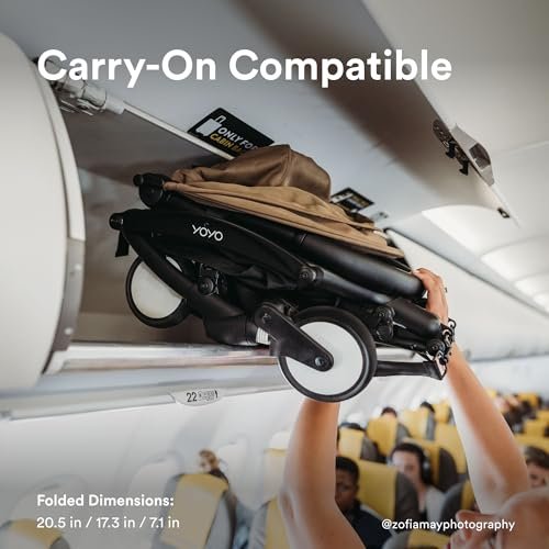 Stokke YOYO3 Stroller from 6 Months - Includes Black Frame/Taupe Seat Cushion + Canopy - Folds in & Out in a Flash - Light & Compact - Carry-On Compatible
