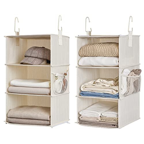 StorageWorks 6-Shelf Closet Organizers, Two 3-Shelf Separable Hanging Shelves for Closet, 12" D x 12" W x 48 3β4" H, Mixing of Beige, White & Ivory