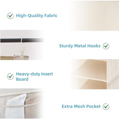 StorageWorks 6-Shelf Closet Organizers, Two 3-Shelf Separable Hanging Shelves for Closet, 12" D x 12" W x 48 3⁄4" H, Mixing of Beige, White & Ivory