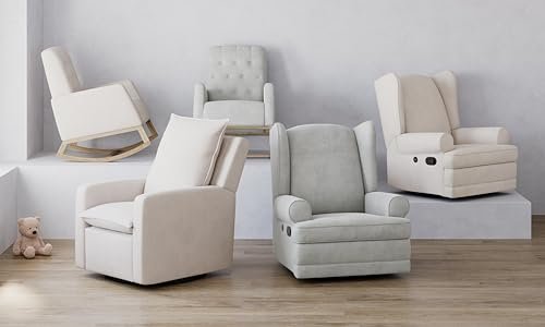 Storkcraft Timeless Recliner Glider with USB Charging Port (Ivory Boucle) - Ultimate Nursery Rocking Chair, Baby Glider Chair for Nursery, 360° Swivel Recliner, Plush Upholstery