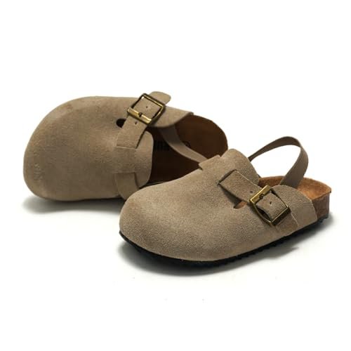 Suede Clogs for Girls Boys Unisex Toddler Slippers Slip-on Kids Shoes Indoor Outdoor Cute Sandals Classic Cork Adjustable Buckle