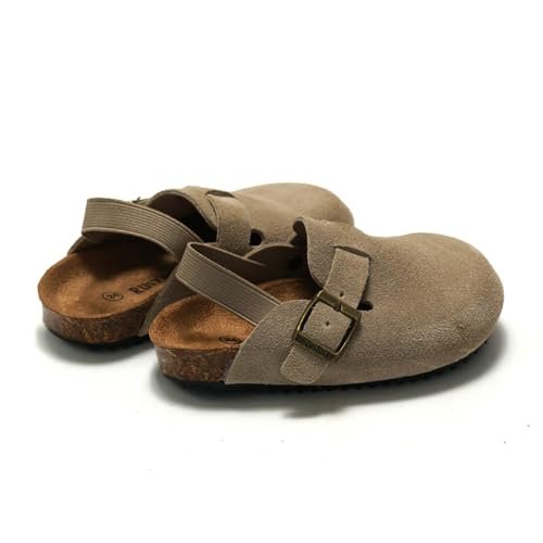Suede Clogs for Girls Boys Unisex Toddler Slippers Slip-on Kids Shoes Indoor Outdoor Cute Sandals Classic Cork Adjustable Buckle