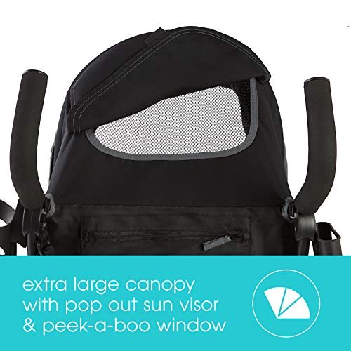 Summer Infant 3Dlite+ Convenience Stroller, Lightweight Umbrella Stroller with Oversized Canopy, Extra-Large Storage and Compact Fold, Black