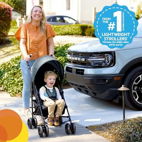 Summer Infant Ford Bronco HighGear Stroller by Bright Starts, Lightweight Foldable Stroller with Sport Details, Large Storage Basket, Anti-Shock & Lockable Wheels, Unisex Area 51 Blue/Green