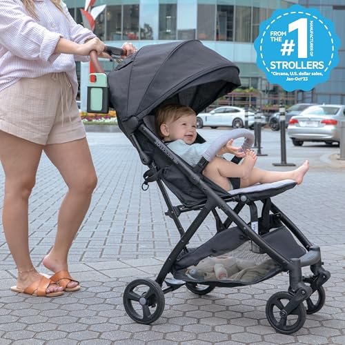 Summer Infant Ingenuity 3Dquickclose CS+ Compact Fold Stroller – Lightweight Stroller with Oversized Canopy, Extra-Large Storage and Compact Fold, Gray