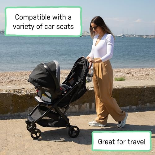 Summer Infant Ingenuity 3Dquickclose CS+ Compact Fold Stroller – Lightweight Stroller with Oversized Canopy, Extra-Large Storage and Compact Fold, Gray