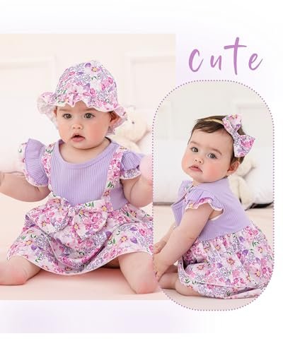SUNNY PIGGY Baby Girl Clothes Newborn Infant Dress Outfit 0 3 6 9 12 18 24 Months Skirt Set Headband+Hat