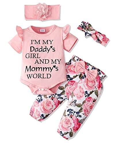 SUNNY PIGGY Newborn Infant Baby Girl Clothes Ruffle Romper Toddler Girl Floral Cotton Pant Sets Girls Clothing Outfit