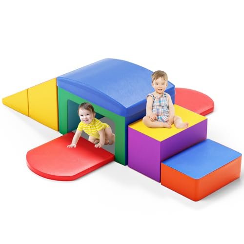 SURPCOS Foam Climbing Blocks for Toddlers - Soft Play Set for Toddlers 1-3 - Climbing Toys - Baby Climbing Gym - Great for All Ages (6 Pc Colorful Soft Play Area Set)