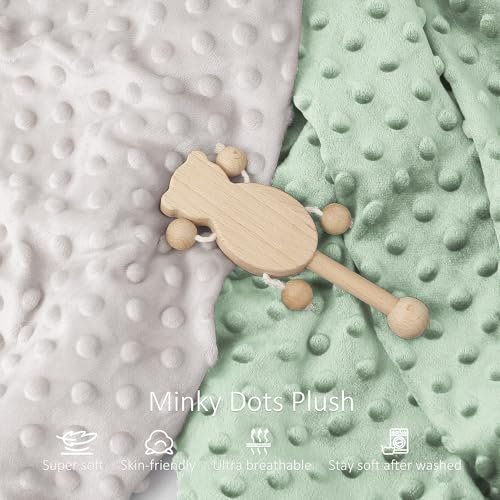 Susurration 2Pack Changing Pad Covers Super Soft Minky Dots Plush Changing Table Covers 33x17x7in Breathable Changing Pad Sheets for Unisex Baby Girls and Boys (Grey&Green)
