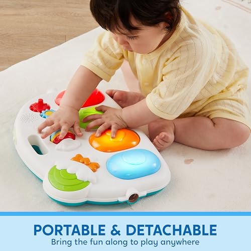 SYNCFUN Baby Play Mat, Tummy Time Mat Toys, Baby Musical Learning Toys 0-6 Months, Adorable Animal-Themed Play Gym with Piano Panel, Newborn Gifts for 0-3 6 9 12 Months