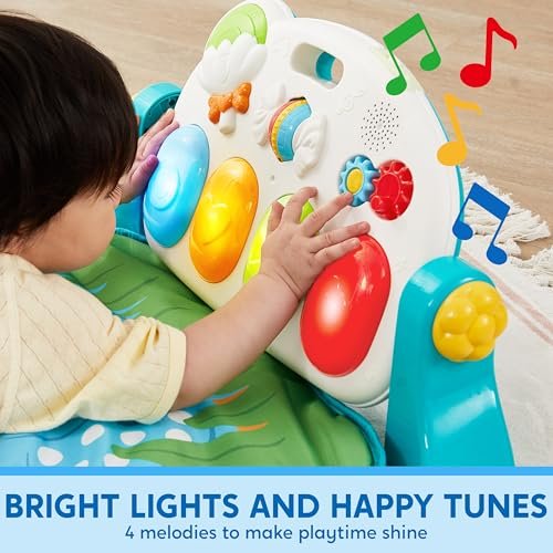 SYNCFUN Baby Play Mat, Tummy Time Mat Toys, Baby Musical Learning Toys 0-6 Months, Adorable Animal-Themed Play Gym with Piano Panel, Newborn Gifts for 0-3 6 9 12 Months