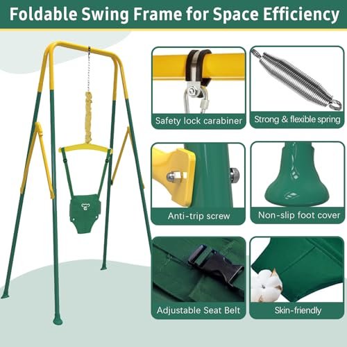 Taleco Gear 2 in 1 Toddler Swing & Baby Jumper with 4 Sandbags for Stability, Foldable Baby Swing Outdoor & Indoor Use, Easily Installable and Storable
