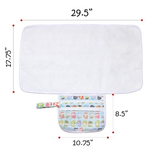 Teamoy Portable Diaper Changing Pad, Foldable Baby Changing Pad with Pockets, Portable Diaper Clutch for Baby, Washable Travel Diaper Change Mat for Home Travel, Owl