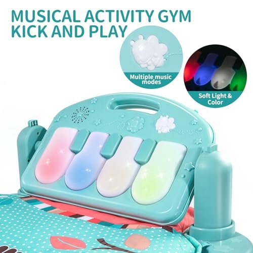 TEMI Baby Gym Toys & Activity Play Mat, Kick and Play Piano Gym Center with Music and Lights, Electronic Learning Toys for Infants, Toddlers, Newborn, Girls and Boys Ages 1 to 36 Months