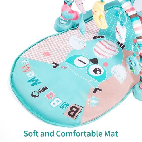 TEMI Baby Gym Toys & Activity Play Mat, Kick and Play Piano Gym Center with Music and Lights, Electronic Learning Toys for Infants, Toddlers, Newborn, Girls and Boys Ages 1 to 36 Months