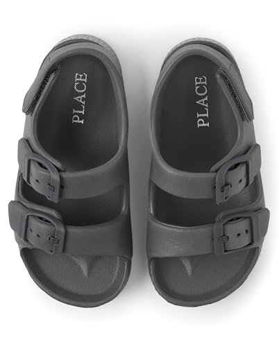 The Children's Place Baby Boys and Toddler Everyday Double Buckle Slide Sandals with Backstrap