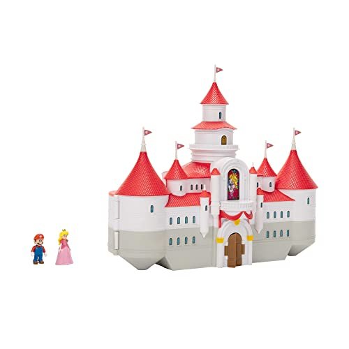 THE SUPER MARIO BROS. MOVIE – Mushroom Kingdom Castle Playset with Mini 1.25” Mario and Princess Peach Figures