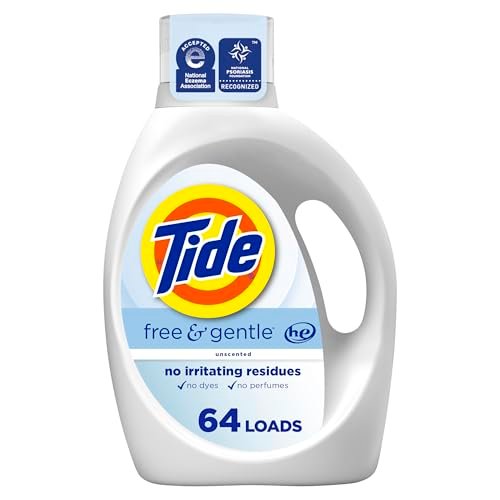 Tide Free & Gentle Liquid Laundry Detergent, 84 fl oz, 64 Loads, HE Compatible