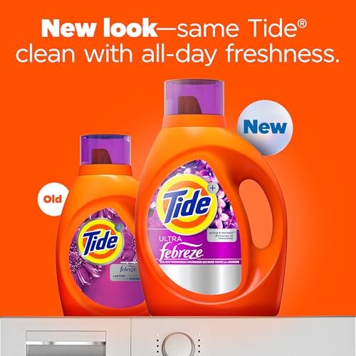 Tide Plus Febreze Freshness HE Turbo Clean Liquid Laundry Detergent, Spring & Renewal Scent, 84 fl oz, 59 loads