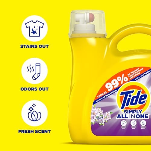 Tide Simply Clean & Fresh Liquid Laundry Detergent, Berry Blossom Scent, 89 loads, 117 fl oz (Packaging May vary)