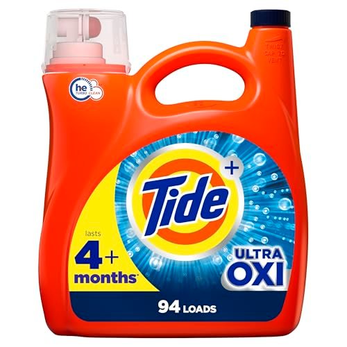 Tide Ultra Oxi Liquid Laundry Detergent HE Compatible, 94 Loads, 132 fl oz (Packaging May Vary)