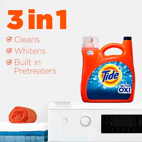Tide Ultra Oxi Liquid Laundry Detergent HE Compatible, 94 Loads, 132 fl oz (Packaging May Vary)