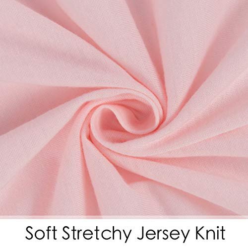 TILLYOU Changing Pad Cover Set in Soft Jersey Material Diaper Changing Table Sheets - Fits 32"/34''x16 Contoured Pad for Babies,Peachy Pink & Lt Gray