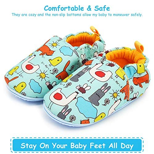 Timatego Toddler Baby Boys Girls Shoes Non Skid Slipper Sneaker Moccasins Infant First Walker House Walking Crib Shoes(6-24 Months)