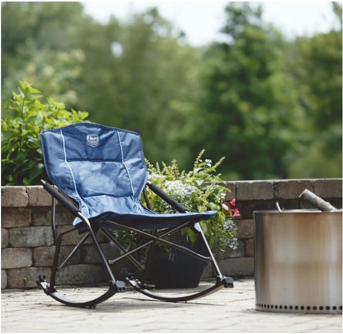 TIMBER RIDGE Folding Rocking Camping Chair - Portable Outdoor Rocker Chair with Carry Bag - Supports 250 lbs