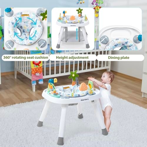 Time Followers® Baby Activity Center | 3-Stage 4Modes Standing Play Table | Baby Essential,Exersaucer, Jumper & Bouncer | Montessori-Inspired Design for Ages 6M+ (White)